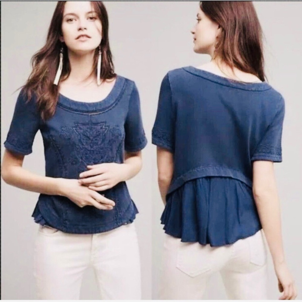 Anthropologie Saturday Sunday Huesca Pieced Top Sz Large